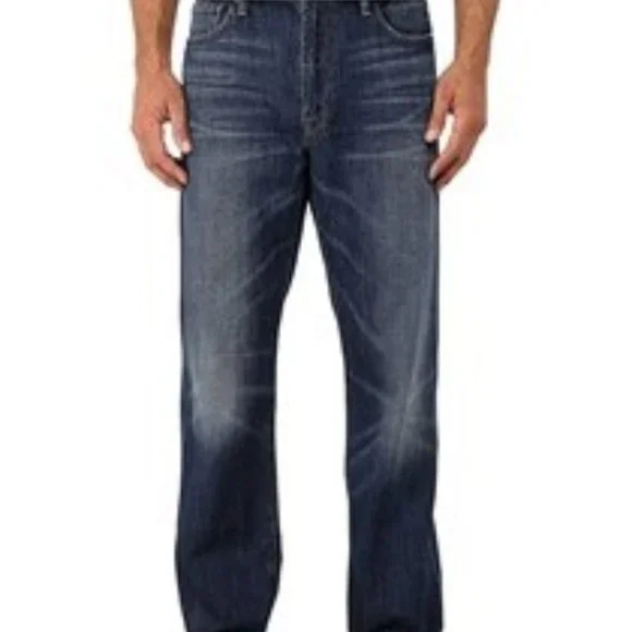 Lucky Brand 181 Dark LoveTrain Wash Relaxed Straight Leg Denim Jeans Men 36x32.5